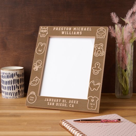 Engraved Baby Birth Stats Personal Picture Frame レーザー彫刻フレーム (左)