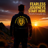 Engraved Bison Buffalo Head in Circular Design プリントバックパック