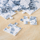 Engraved Floral Toile w/Windmill & Boats-Blue ジグソーパズル (側面)