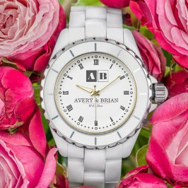 Engraved Monogram Couples Minimalist Personalized  腕時計