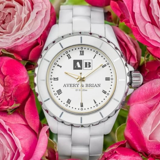 Engraved Monogram Couples Minimalist Personalized  腕時計