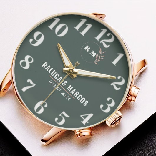 Engraved Monogram Couples Minimalist Personalized  腕時計