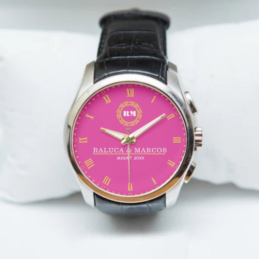 Engraved Monogram Couples Minimalist Personalized  腕時計