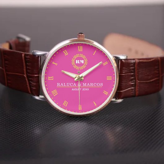 Engraved Monogram Couples Minimalist Personalized  腕時計