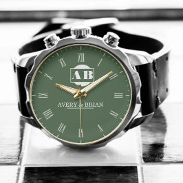 Engraved Monogram Couples Minimalist Personalized 腕時計