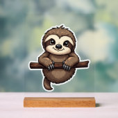 Engraved Sloth Tee Vintage Animal Art (2) アクリルサイン (ニュートラル)