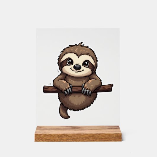 Engraved Sloth Tee Vintage Animal Art (2) アクリルサイン (正面)