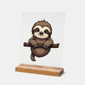 Engraved Sloth Tee Vintage Animal Art (2) アクリルサイン (傾斜)