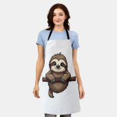 Engraved Sloth Tee Vintage Animal Art (2) エプロン (着用した状態)