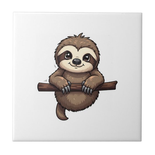 Engraved Sloth Tee Vintage Animal Art (2) タイル (正面)