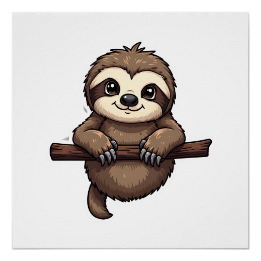 Engraved Sloth Tee Vintage Animal Art (2) ポスター (正面)