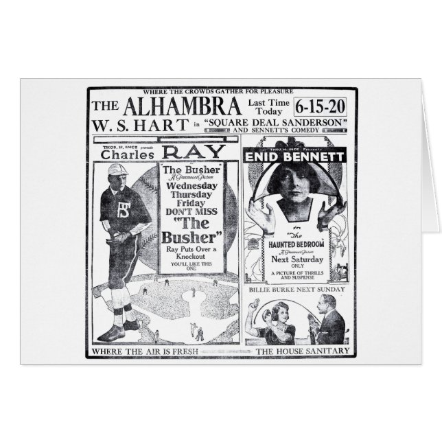 Enidベネットの1919年のヴィンテージ映画広告カード (正面横)