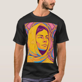 Enigmatic Brazilian Woman in Vibrant Pop Art Tシャツ