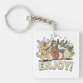 “Enjoy – Cute Pets Playing Musical Instruments キーホルダー