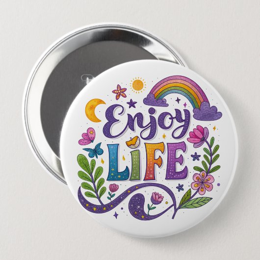 "Enjoy Life" Button 缶バッジ (正面&裏面)