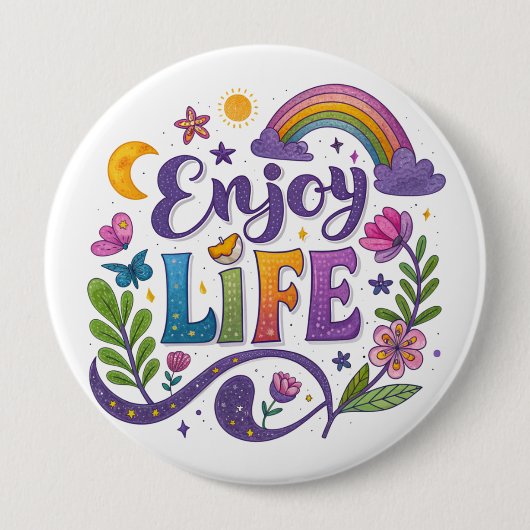 "Enjoy Life" Button 缶バッジ (正面)