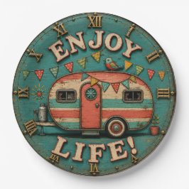 Enjoy Life Camper Rustic Trailer Gift for Campers ペーパープレート