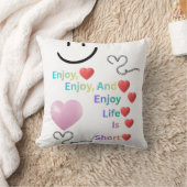 Enjoy Life Quote Pillow – Motivational Throw Pillo クッション (ブランケット)