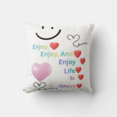 Enjoy Life Quote Pillow – Motivational Throw Pillo クッション (正面)