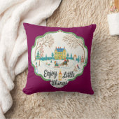 Enjoy Little Things Cozy Winter Scene Throw Pillow クッション (ブランケット)