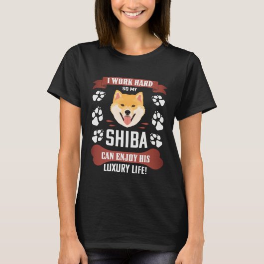 Enjoy luxury life Shiba Inu Tシャツ (正面)