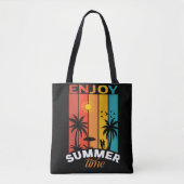 Enjoy Summer Time Retro Beach Tee トートバッグ (正面)