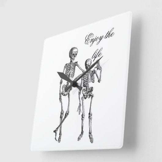 Enjoy the Life Skeleton Couple Wall Clock スクエア壁時計 (傾斜)