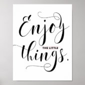 Enjoy The Little Things | Black Modern Calligraphy ポスター (正面)