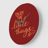 Enjoy The Little Things Gratitude Positivity Quote ラージ壁時計 (傾斜)