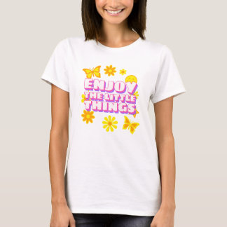 Enjoy the Little Things – Retro Aesthetic Quote wi Tシャツ