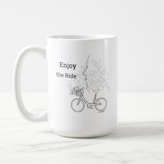  Enjoy the Ride: Minimalist Bicycle & Flower Art  コーヒーマグカップ