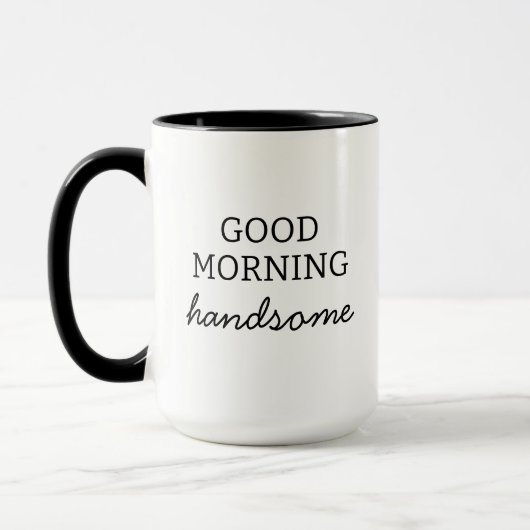 Enjoy Your Coffee Handsome Good Morning Mug, マグカップ (左)