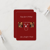 Enjoy Your Holidays, Christmas Cat And Owner Photo カード (正面/裏面インサイチュ)