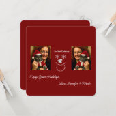 Enjoy Your Holidays, Christmas Cat And Owner Photo カード (正面/裏面インサイチュ)