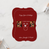 Enjoy Your Holidays, Christmas Cat And Owner Photo カード (正面/裏面インサイチュ)
