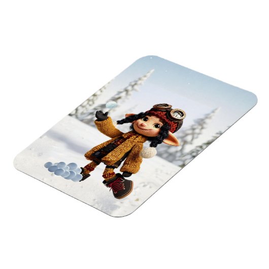 Enjoying A Snow Day マグネット (左側)