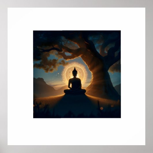 Enlightenment Under Bodhi Tree - Buddha Meditation ポスター (正面)
