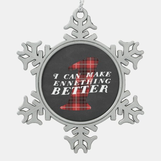 Enneagramのおもしろいな1匹の雪片のオーナメント スノーフレークピューターオーナメント (正面)