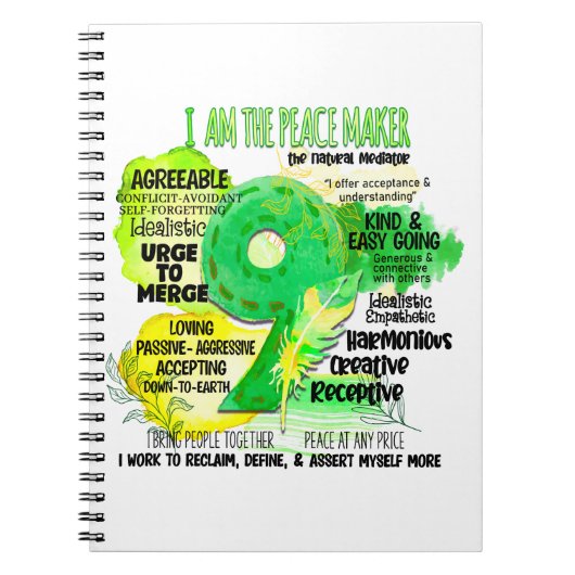 Enneagram Type 9 – 私は平和メーカー ノートブック (正面)