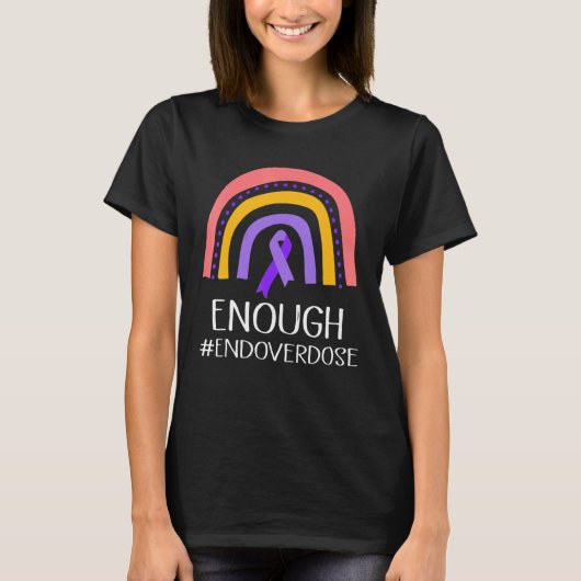 Enough Overdose Pruple Ribbon Opioid Overdose Awar Tシャツ (正面)
