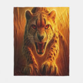 Enraged Cheetah フリースブランケット (正面)