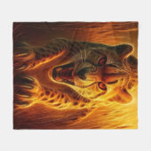 Enraged Cheetah フリースブランケット (正面(横))