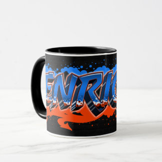 Enrique Vorname Name Graffiti blue orange Tasse マグカップ