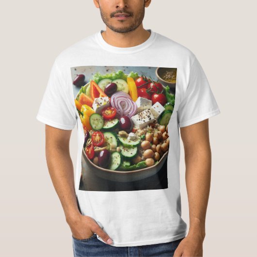 Ensalada Mediterránea fresca y deliciosa Tシャツ (正面)