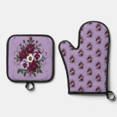 Ensemble de Cuisine Manique et Gant Violettes 鍋つかみ&鍋敷きセット (正面)