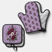 Ensemble de Cuisine Manique et Gant Violettes 鍋つかみ&鍋敷きセット (正面/裏面)