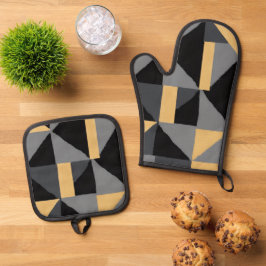 Ensemble de Manique et Gant Géométrique 鍋つかみ&鍋敷きセット