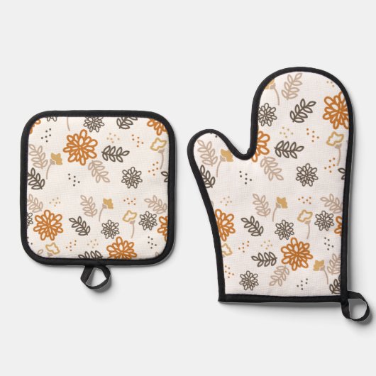 Ensemble gant de cuisine et manique motif floral 鍋つかみ&鍋敷きセット (正面)
