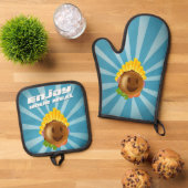 Ensemble gant et manique burger enjoy your meal 鍋つかみ&鍋敷きセット (トップダウン)