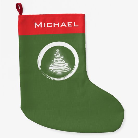 Ensoのホワイトクリスマスの木 ラージクリスマスストッキング (正面)